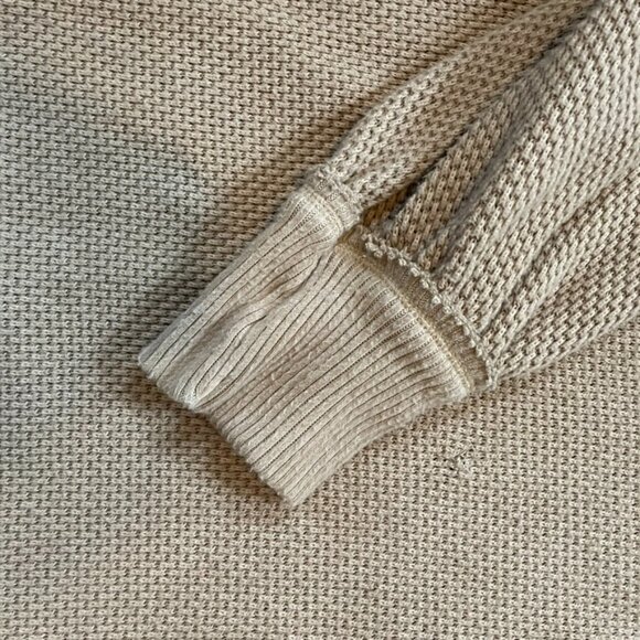 Free People Beige Textured Knit Balloon Sleeve Sweater Size Large - Picture 5 of 9